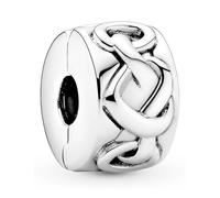 Pandora Icons Dije estilo clip de plata con diseño de corazones anudados