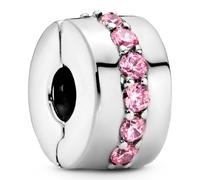 Pandora Colours Dije estilo clip con diseño de línea centelleante de plata de ley con circonitas cúbicas rosa