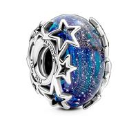 Pandora Moments Colgante con diseño de galaxia brillante de plata de ley con cristal de Murano azul