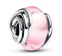 Pandora Moments Dije circundado de plata de ley con cristal de Murano rosa y lámina de plata