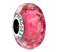 Pandora Charm de Cristal de Murano Rosa Fantasía Ondulado en Plata de Ley