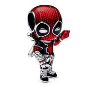 Marvel Dije con diseño de Deadpool en plata de ley con esmalte rojo y negro