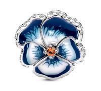 Pandora Timeless Anillo centelleante azul con diseño de hueso de plata de ley con cristales azul estelar, talla 58