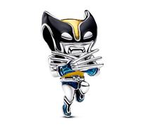 Marvel Dije con diseño de Wolverine en plata de ley con esmalte negro, amarillo y azul
