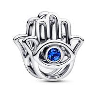 PANDORA Moments 794062C01 - Abalorio de plata de ley con cristal artificial, compatible con Moments, diseño de mano de Fátima
