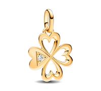 PANDORA ME Medallón con diseño de trébol chapado en oro de 14 quilates con circonitas cúbicas transparentes
