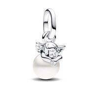 PANDORA ME Colgante mini con diseño de ángel Cupido de plata de ley con perla cultivada de agua dulce tratada