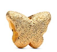 PANDORA Moments 764046C00 - Mini colgante de mariposa con textura de plata de ley con aleación chapada en oro de 14 quilates compatible con Moments