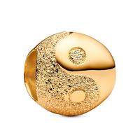 PANDORA Moments 764045C00 - Mini dije de Yin y Yang estructurado de plata de ley con aleación de metal chapado en oro de 14 quilates compatible con Moments
