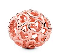 Pandora Icons Dije calado con forma de corazón chapado en oro rosa de 14 quilates