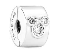 Pandora Disney Dije estilo clip de plata de ley con diseño de Minnie y Mickey Mouse con circonitas cúbicas transparentes