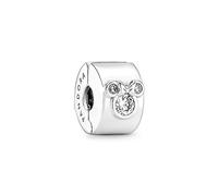 Pandora Disney Dije estilo clip de plata de ley con diseño de Minnie y Mickey Mouse con circonitas cúbicas transparentes