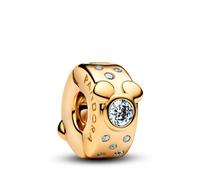 PANDORA Moments 764130C01 - Abalorio de clip con diseño de Mickey y Minnie Mouse con aleación de metal chapado en oro de 14 quilates y circonitas, compatible con Moments
