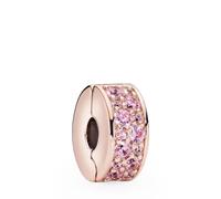 Pandora Colours Dije estilo clip con engarce pavé chapado en oro rosa de 14 quilates con circonitas cúbicas rosas y agarre de silicona