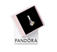 PANDORA colgante charm triple celestial bicolor de plata de primera ley con aleación metálica chapada en oro de 14 quilates, circonita cúbica, compatible con Moments, 762676C01
