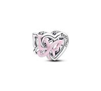 PANDORA Colgante Corazón Enrevesado y Mariposa en Plata de Ley 925 con Esmaltado Rosa, Grabado Juntos Tenemos Todo, Compatible con Moments, 794475C01