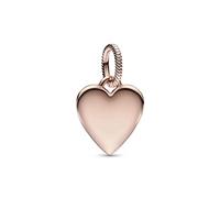 PANDORA Colgante de plata de ley con grabado en forma de corazón, color oro rosa, colección Moments 388914C00, talla única, Plata esterlina, No es una piedra preciosa