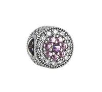 PANDORA Colgante para mujer con diseño de flor brillante 925, circonita rosa-791820PCZMX, Plata, Circonita cúbica