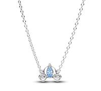 Pandora Disney Collar con diseño de Cenicienta en plata de ley con elegantes circonitas cúbicas transparentes y azul claro