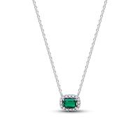 Pandora Collares Collar con colgante rectangular de halo verde brillante 394503C01