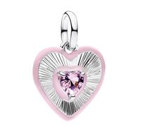 PANDORA Collar Colgante De Plata Corazón Radiante Rosa 794409C01