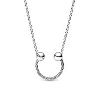 Pandora Collar con colgante con patrón de cadena de serpiente en forma de herradura de plata de ley, 45