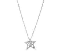 Pandora Collar con engaste pavé con estrella giratoria asimétrica de plata de ley con circonitas cúbicas transparentes, 45