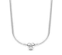 Pandora Collar de cadena de serpiente de plata de ley y cierre de corazón, 45