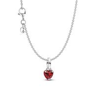 PANDORA Collar de mujer con colgante de corazón de chakra rojo, plata 925, encantador set de regalo, lote, símbolo del amor 21531