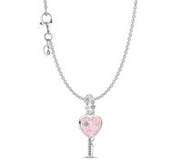 PANDORA Collar de mujer con colgante de llave de corazón opalescente, plata 925, encantador set de regalo, lote, símbolo del amor 21529