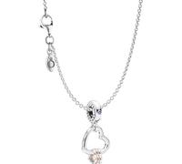 Pandora Collar de plata de ley 925 con colgante de corazones, joya elegante, bonito juego de regalo para mujeres de moda, 75252, 45cm, Cristal, No es una piedra preciosa