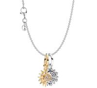 PANDORA Collar de plata para mujer con colgantes de sol y luna, conjunto de joyas, atemporal, adecuado para uso diario y elegante 68595