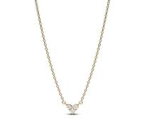 Pandora Timeless Collar con diseño de corazón chapado en oro de 14 quilates con circonitas cúbicas transparentes