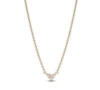 Pandora Timeless Collar con diseño de corazón chapado en oro de 14 quilates con circonitas cúbicas transparentes