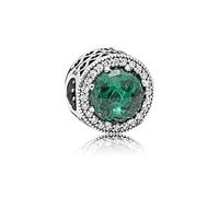 Pandora Colours Dije abstracto de plata con cristal y circonitas cúbicas transparentes, verde mar
