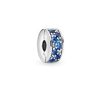 Pandora Colours Dije estilo clip con engarce pavé de plata con circonitas cúbicas verde azulado y agarre de silicona, azul