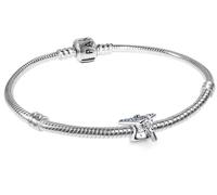 PANDORA Conjunto de inicio de pulsera para mujer, lote, plateado brillante, con diseño de birrete de graduación azul, ideal para regalar en una ocasión especial. 21757
