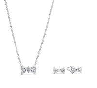 PANDORA Conjunto de joyas para mujer: collar y pendientes a juego, plata, lazo brillante: moderno, elegante y adecuado para el día a día 68615