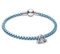 PANDORA Conjunto de joyas para mujer: Pulsera con charm de velero, turquesa, plata 925, idea de regalo náutico 28903 18 cm
