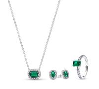PANDORA Conjunto de joyería: collar, pendientes y anillo, lote Talla 18