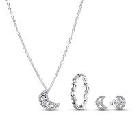 PANDORA Conjunto de joyería de luna para mujer con collar, anillo y aretes, plata de ley 925 con circonitas cúbicas, un hermoso regalo para tu esposa o novia 21122 14