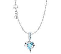 PANDORA Conjunto de joyería para mujer: collar con colgante de delfín en forma de corazón de cristal de Murano azul, plata 925, ideal para un regalo romántico 28908