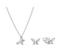 PANDORA Conjunto de joyería para mujer: collar y pendientes Lote | Conjunto de regalo a la moda con collar y pendientes de botón para mujer