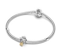 PANDORA Conjunto de joyería para mujer: pulsera con dije de casa y corazón color dorado, plata de ley 925, ideal como regalo romántico para mujer 21110 21 cm