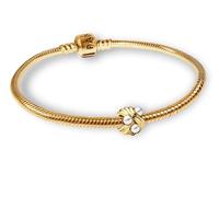 PANDORA Conjunto de joyería para mujer: pulsera con dije de perla, ondas abstractas, color dorado, atemporal, elegante y para todos los días (28915) 18 cm