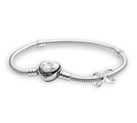 PANDORA Conjunto de joyería para mujer: Pulsera de corazón Forever & Ever con dije de infinito, plata de ley 925, símbolo del amor eterno 28922 18 cm