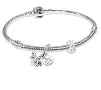 PANDORA Conjunto de pulsera de plata para mujer con diseño, Lote 21 cm | Conjunto básico con pulsera y cuentas, una bonita idea para regalar, joyería moderna