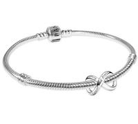PANDORA Conjunto de pulsera inicial para mujer Forever & Ever Infinity, conjunto de joyas de plata con dije del símbolo de la eternidad 68309 18 cm