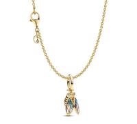 PANDORA Conjunto de regalo, collar de cigarra en tono dorado para mujer, lote de joyas, cadena de ancla con colgante de dije, decorado con circonita cúbica 21777