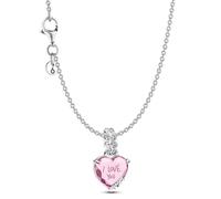 PANDORA Conjunto de regalo de collar para mujer, Lote 45 cm | Collar con colgante de corazón, collar de plata de ley para mujer, regalo para el Día de la Madre
